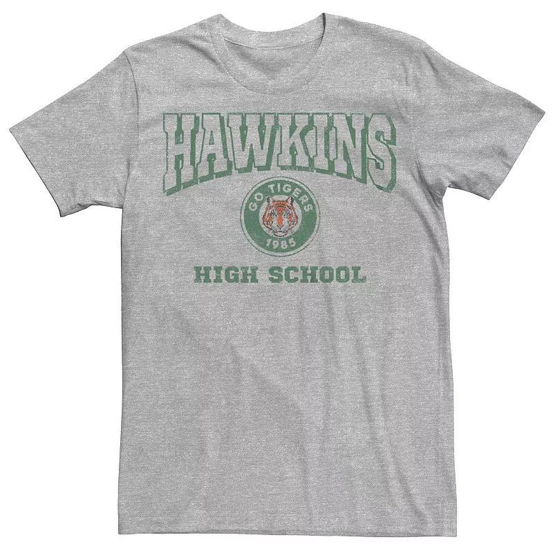 Mens Stranger Things Hawkins High School Graphic Tee Athletic Grey Product Image