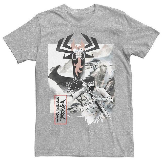 Mens Cartoon Network Samurai Jack Aku Water Color Paint Sketch Tee Med Grey Product Image