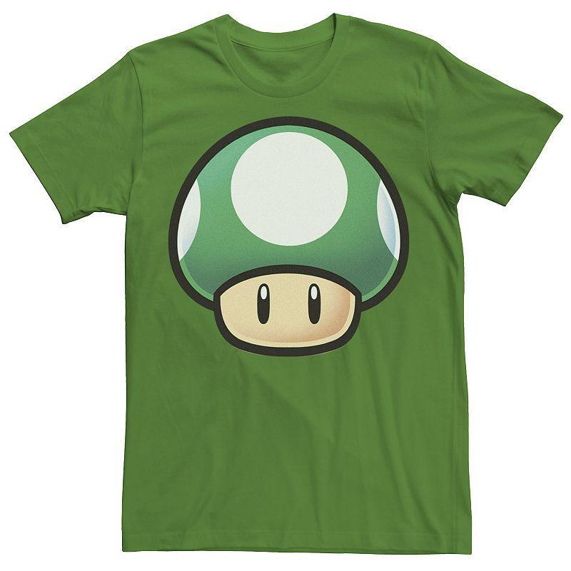 Mens Nintendo Super Mario Green Mushroom Big Face Graphic Tee Med Green Product Image