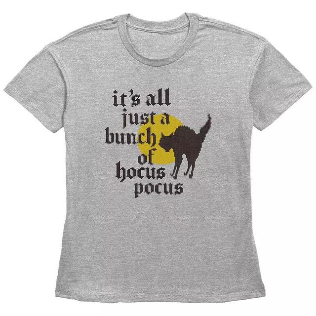 Disneys Hocus Pocus Thackery Binx Its All Just A Bunch Of Hocus Pocus Womens Graphic Tee Grey Gray Product Image