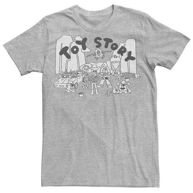 Disney / Pixars Toy Story Mens Drawn Story Western Sketch Tee Athletic Grey Product Image