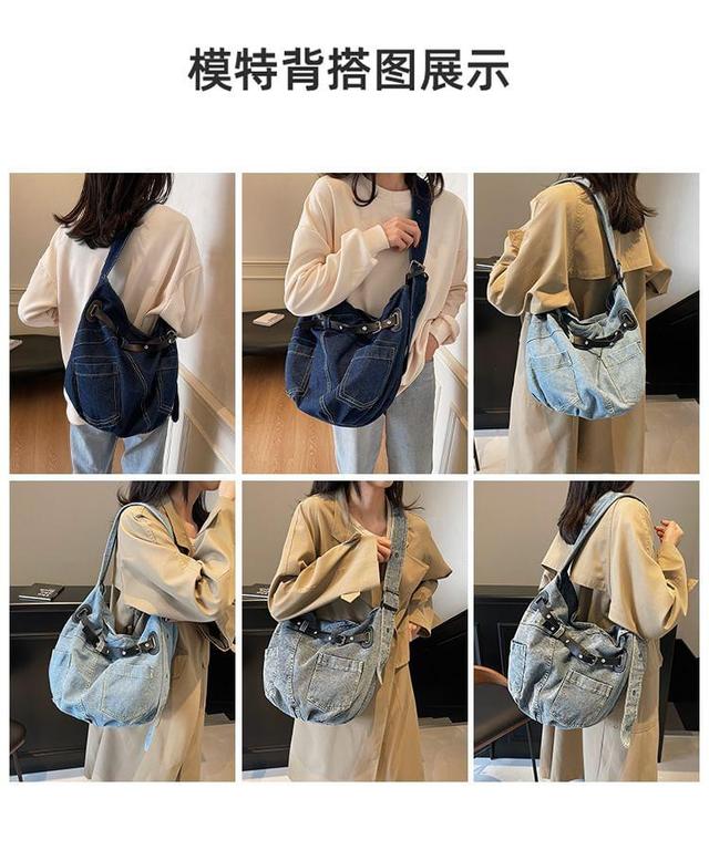 Washed Buckled Denim Crossbody Bag Product Image