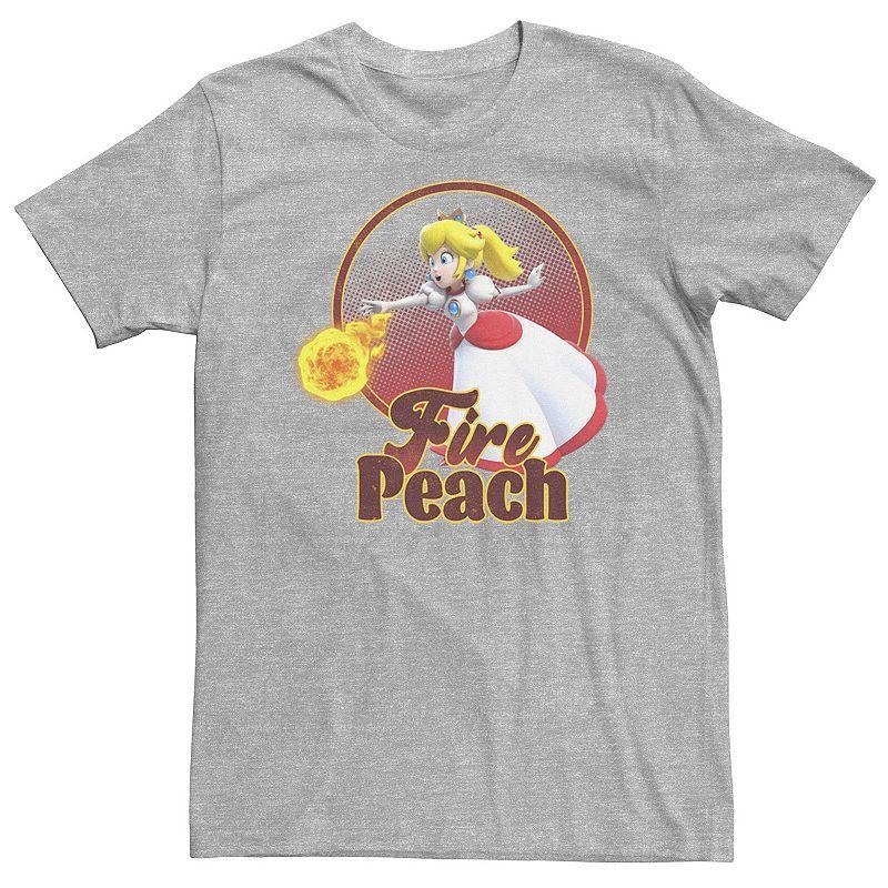 Big & Tall Nintendo Super Mario 3D World Princess Peach Fireball Circle Tee, Mens Athletic Grey Product Image