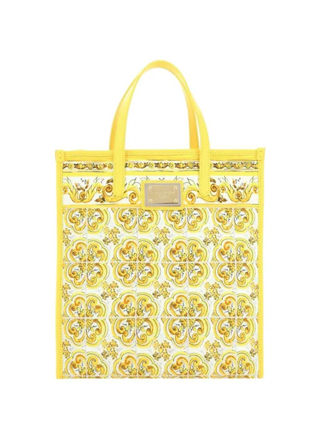 Graphic Printed Small Tote Bag In Yellow Product Image