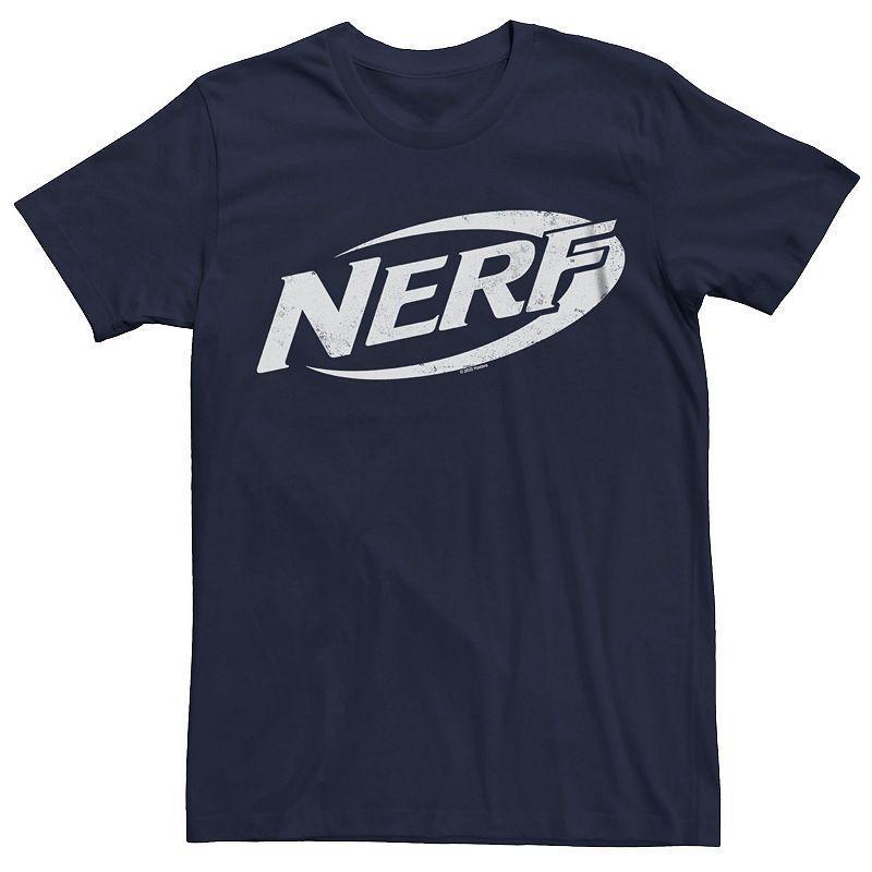 Mens Nerf Distressed White Logo Graphic Tee Blue Product Image