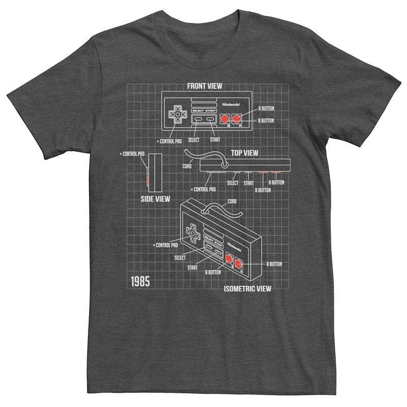 Mens Nintendo NES Controller Schematic Tee Grey Heather Product Image