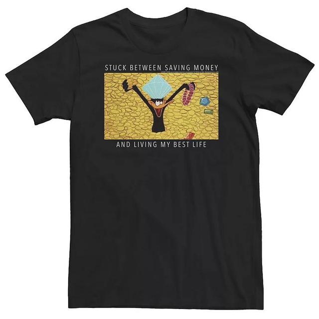 Big & Tall Looney Tunes Daffy Duck Stuck Between Saving Money Meme Tee, Mens Product Image