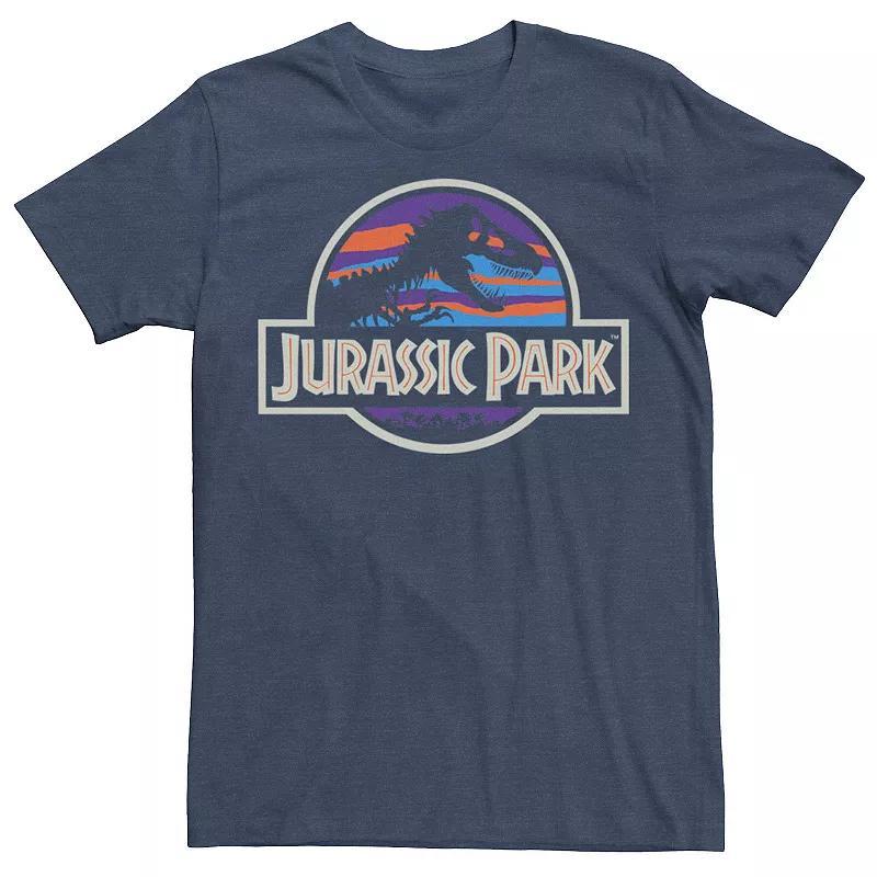 Mens Jurassic Park Abstract Color Logo Tee Navy Grey Product Image