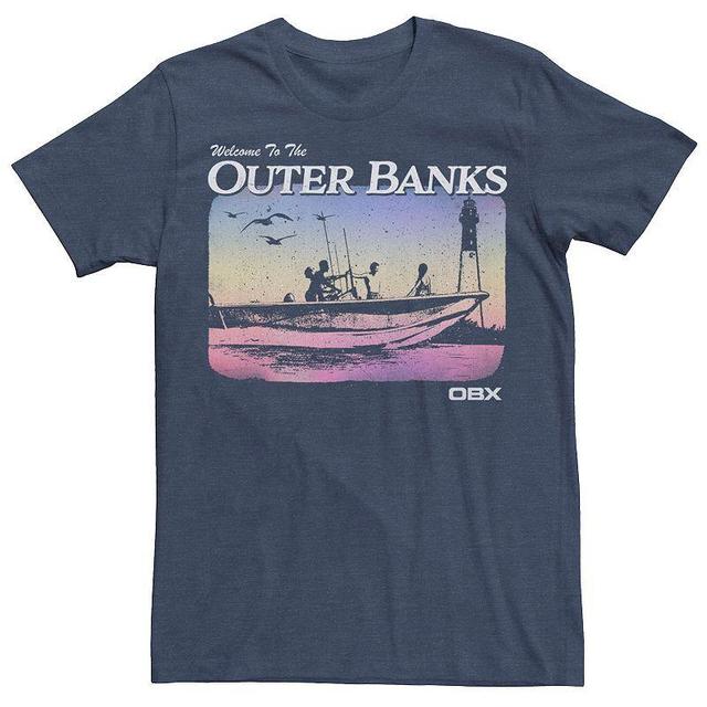 Mens Outer Banks Gradient Boat Graphic Tee Navy Grey Product Image