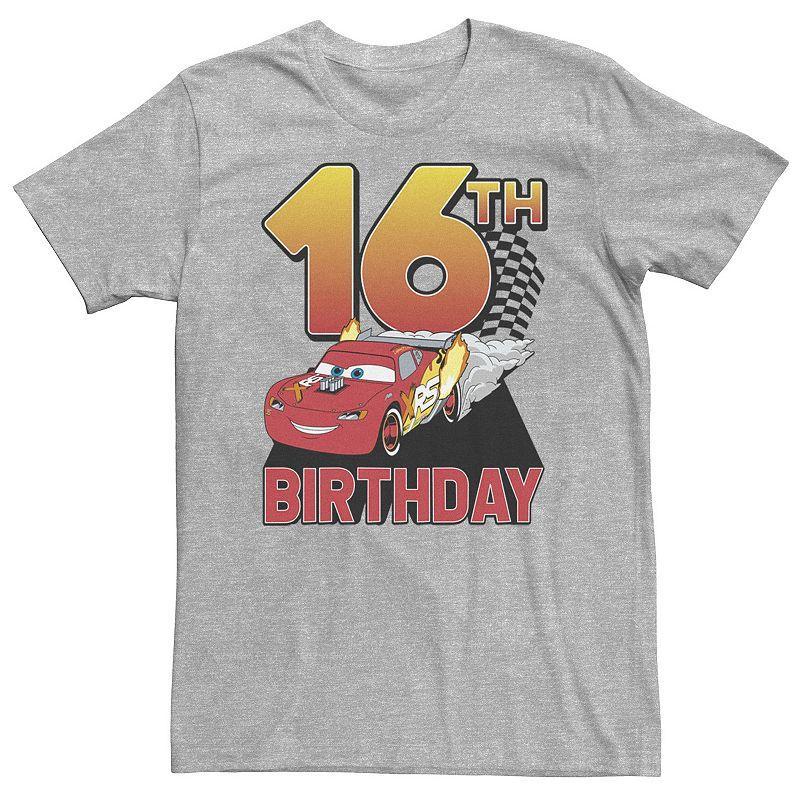 Big & Tall Disney / Pixar Cars 16th Birthday Racer Lightning McQueen Tee, Mens Athletic Grey Product Image