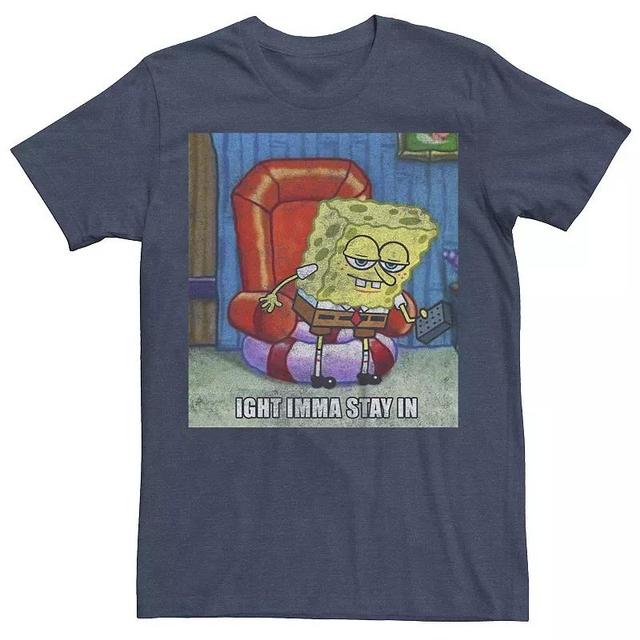 Mens SpongeBob SquarePants Imma Stay In Graphic Tee Navy Grey Product Image