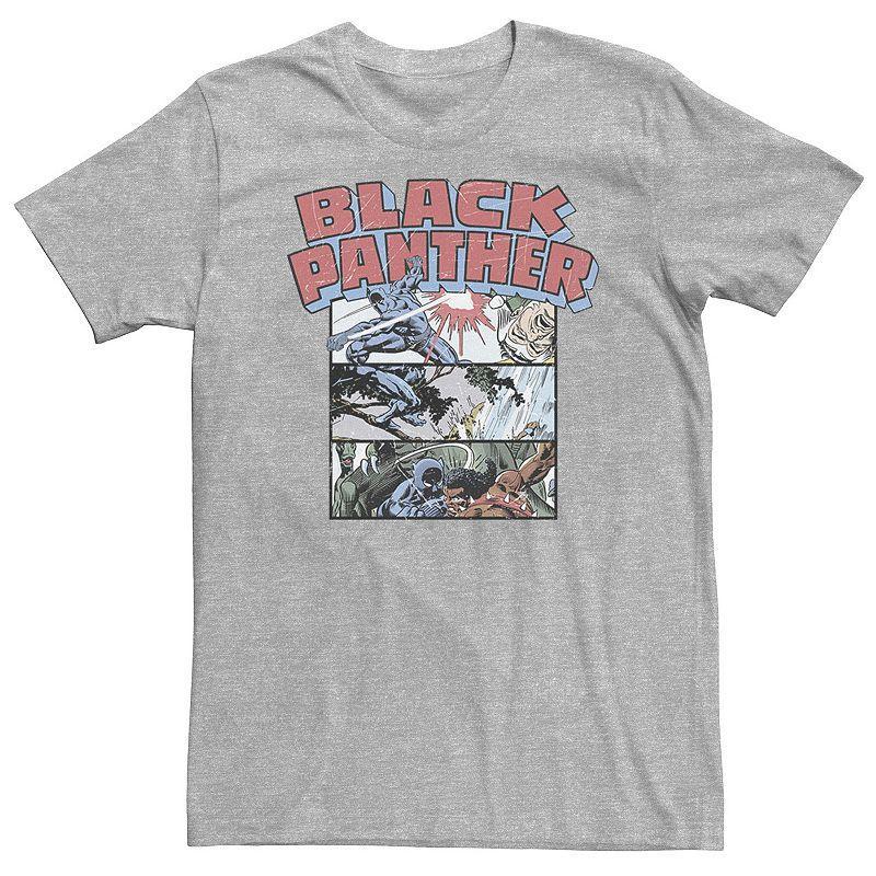 Big & Tall Marvel Black Panther Retro Comic Stacked Panel Art Tee, Mens Athletic Grey Product Image