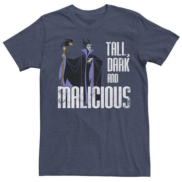 Disneys Sleeping Beauty Maleficent Tall Dark and Malicious Mens Tee Navy Grey Product Image