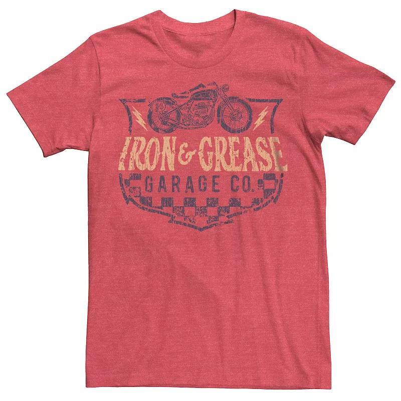 Mens Iron & Grease Garage Co. Graphic Tee Red Grey Product Image