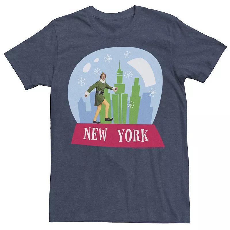 Mens Elf Buddy New York Snow Globe Poster Graphic Tee Navy Grey Product Image