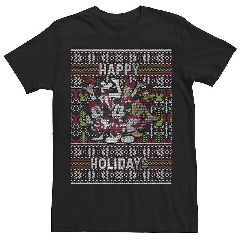 Disneys Mickey Mouse & Friends Mens Group Shot Happy Holidays Ugly Christmas Sweater Tee Product Image