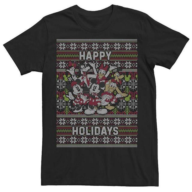 Mens Disney Group Shot Happy Holidays Ugly Christmas Sweater Tee Product Image