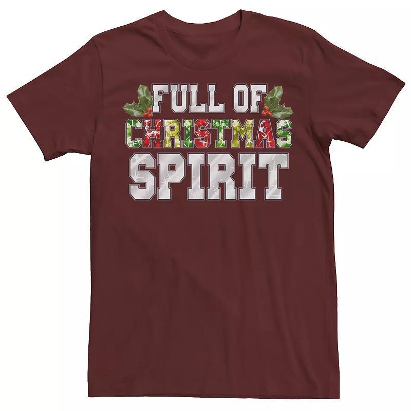 Mens Full Of Christmas Spirit Color Pop Text Tee Red Product Image