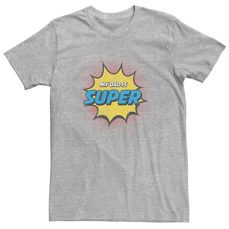 Big & Tall Fathers Day My Dad Is Super Distressed Logo Tee, Mens Athletic Grey Product Image