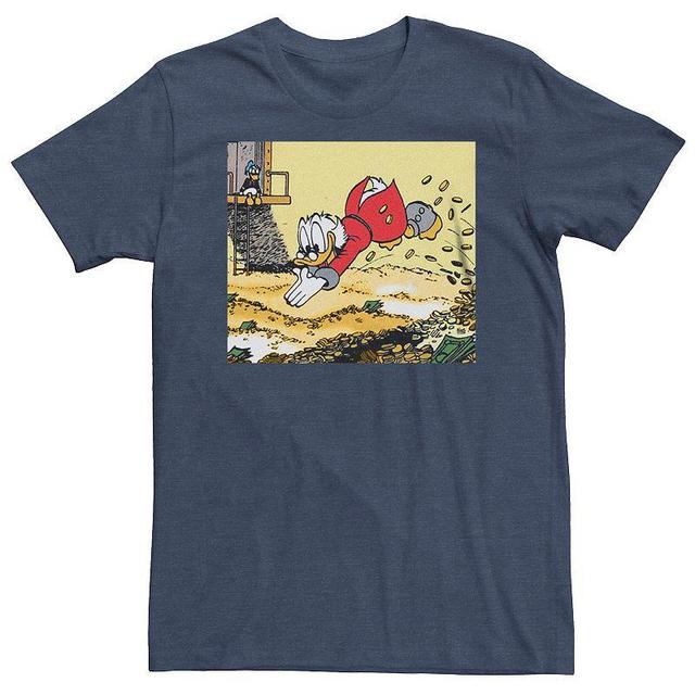 Big & Tall Scrooge McDuck Diving In Money Pool Tee, Mens Navy Grey Product Image