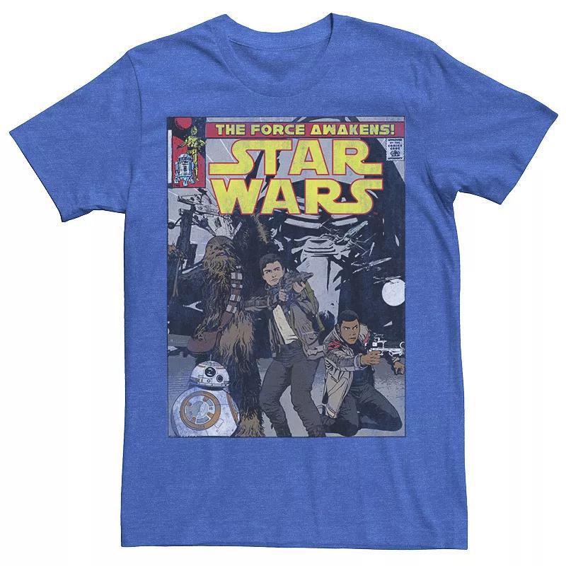 Mens Star Wars The Force Awakens Comic Book Cover Tee Royal Grey product image