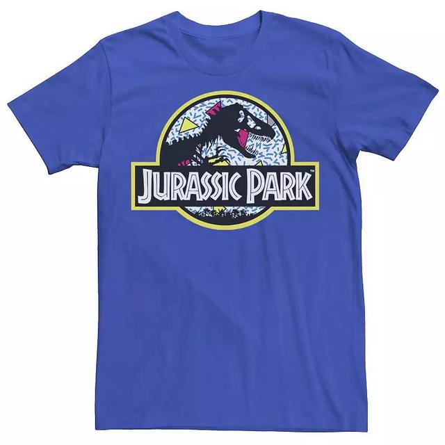 Mens Jurassic Park Blue Retro Classic Icon Graphic Tee Grey Product Image