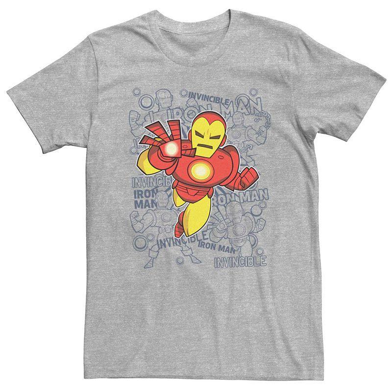 Mens Marvel Retro Iron Man Doodle Tee Athletic Grey Product Image