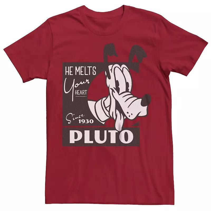 Disney 100 Mens Pluto Melts Your Heart Stamp Tee Red Product Image