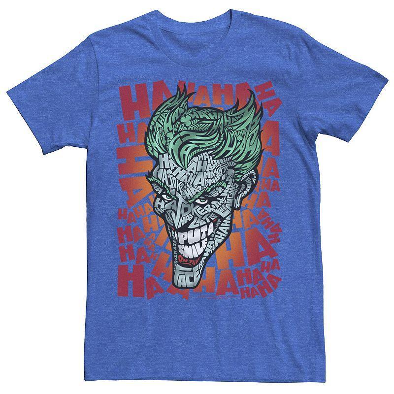 Mens DC Comics The Joker Text Fill Big Face Tee Royal Grey Product Image