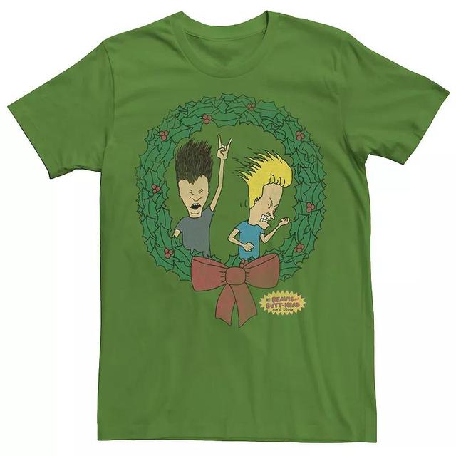 Mens Beavis and Butthead Rock On Christmas Wreath Tee Product Image