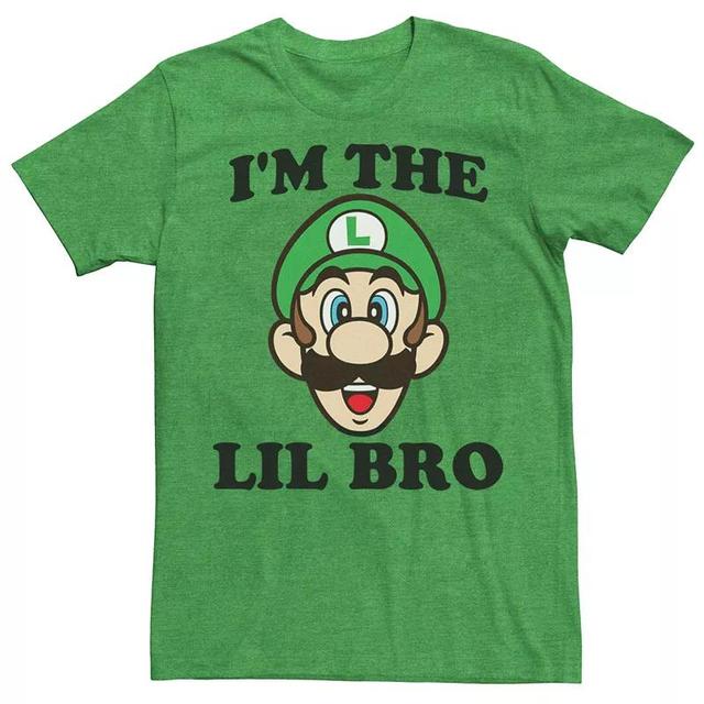 Mens Super Mario Bros. Luigi Lil Bro Tee Kelly Grey Product Image