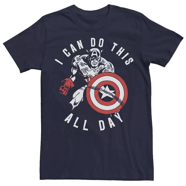 Mens Marvel Captain America Do This All Day Vintage Portrait Tee Blue Product Image