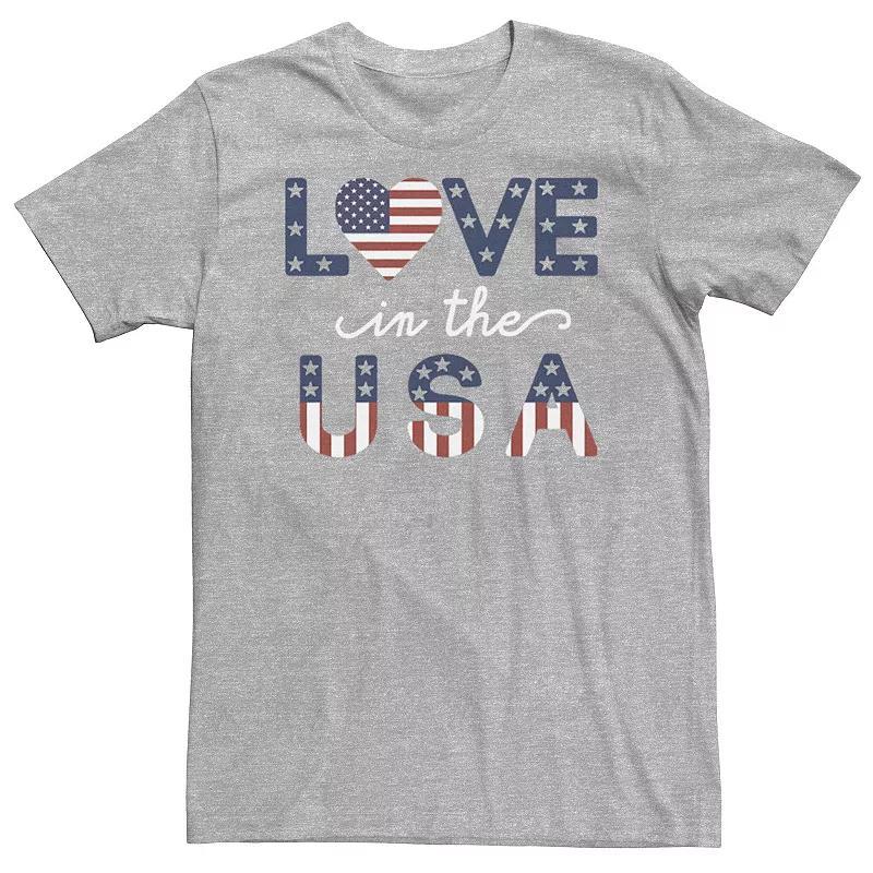 Big & Tall Americana Love In The USA Flag Text Tee, Mens Med Grey Product Image