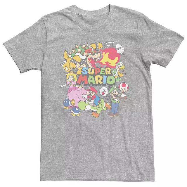 Mens Nintendo Super Mario Character Collage Tee Med Grey Product Image