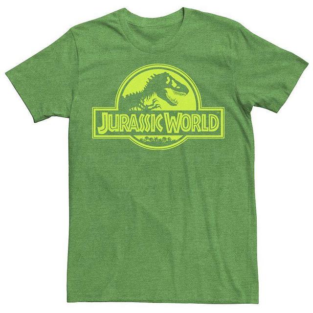 Mens Jurassic World Neon Green Classic Logo Tee Kelly Grey Product Image