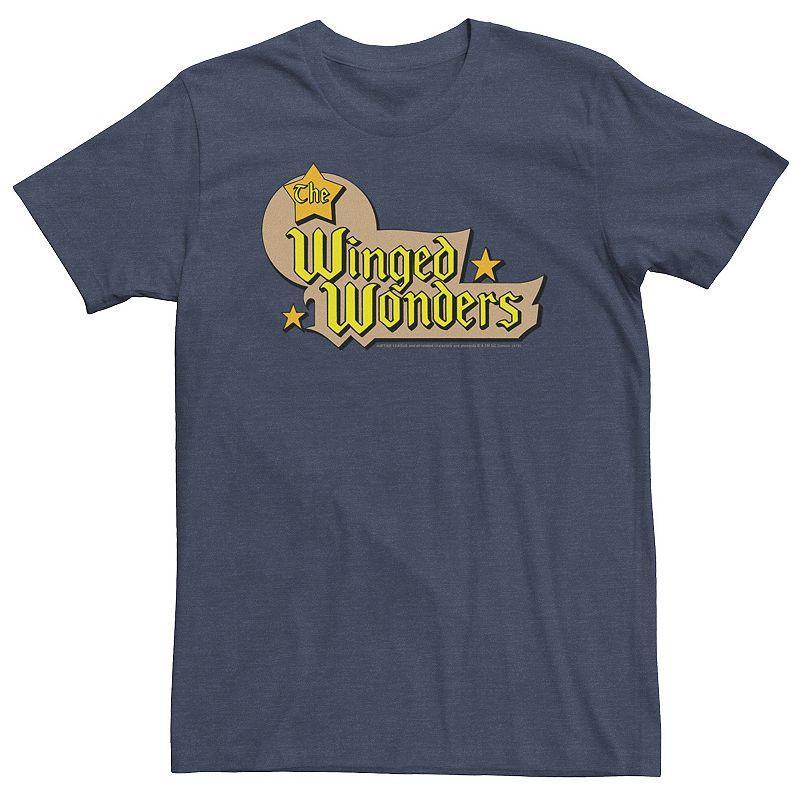 Big & Tall DC Comics The Winged Wonders Text Logo Tee, Mens Navy Grey Product Image