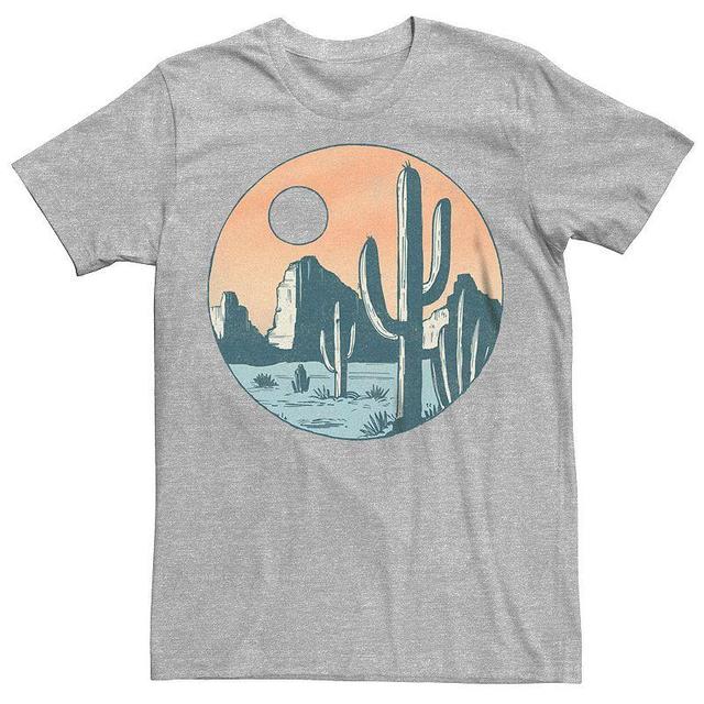 Mens Cacti Desert Landscape Sunset Graphic Tee Med Grey Product Image