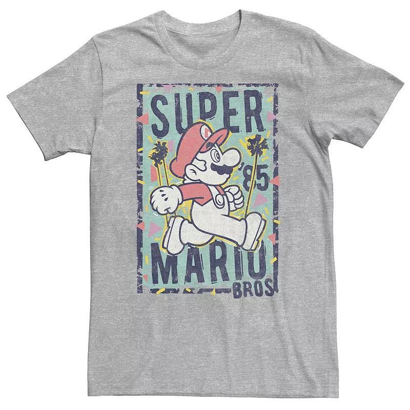 Big & Tall Nintendo Super Mario Princess Peach Merry Christmas Text Poster Tee, Mens Athletic Grey Product Image