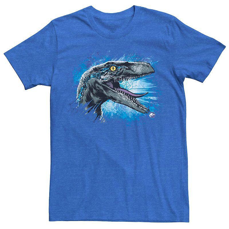 Mens Jurassic World Blue Raptor Splatter Tee Navy Grey Product Image