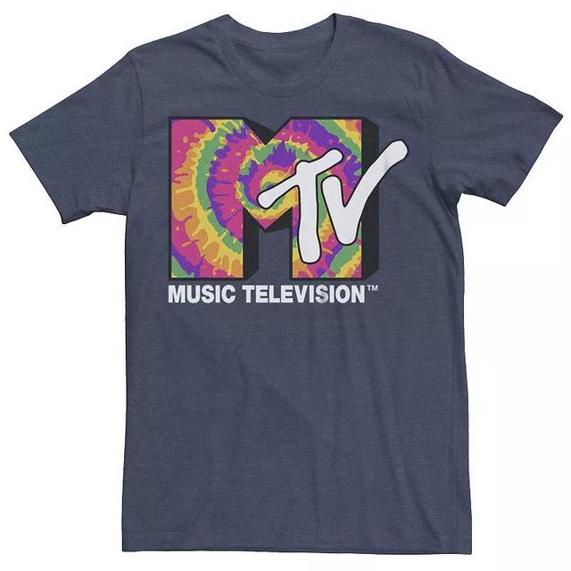 Mens MTV Bright Tie Dye Print Logo Graphic Tee Navy Grey Product Image