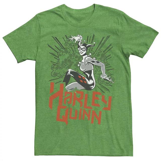 Mens DC Comics Harley Quinn Action Pose Tee Kelly Grey Product Image