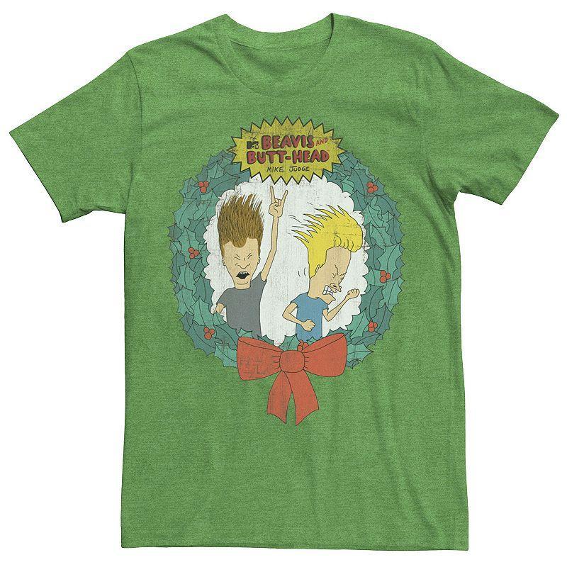 Mens Cartoon Network Beavis and Butthead Christmas Wreath Tee Product Image