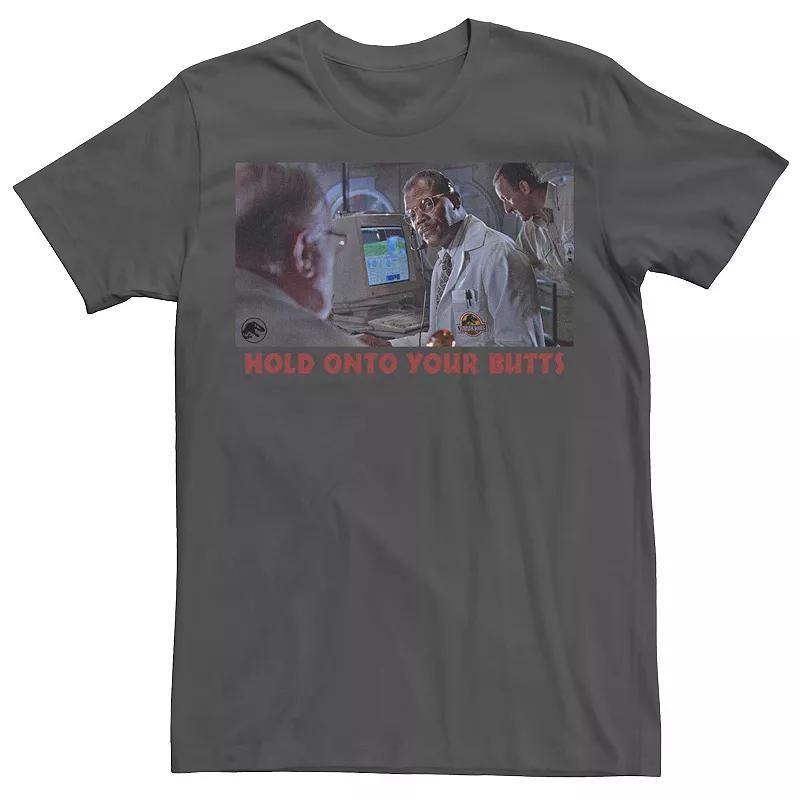 Mens Jurassic Park Hold Onto Your Butts Photo Tee Grey Heather Product Image