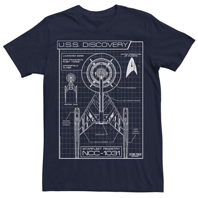 Mens Star Trek Discovery Schematics Graphic Tee Blue Product Image