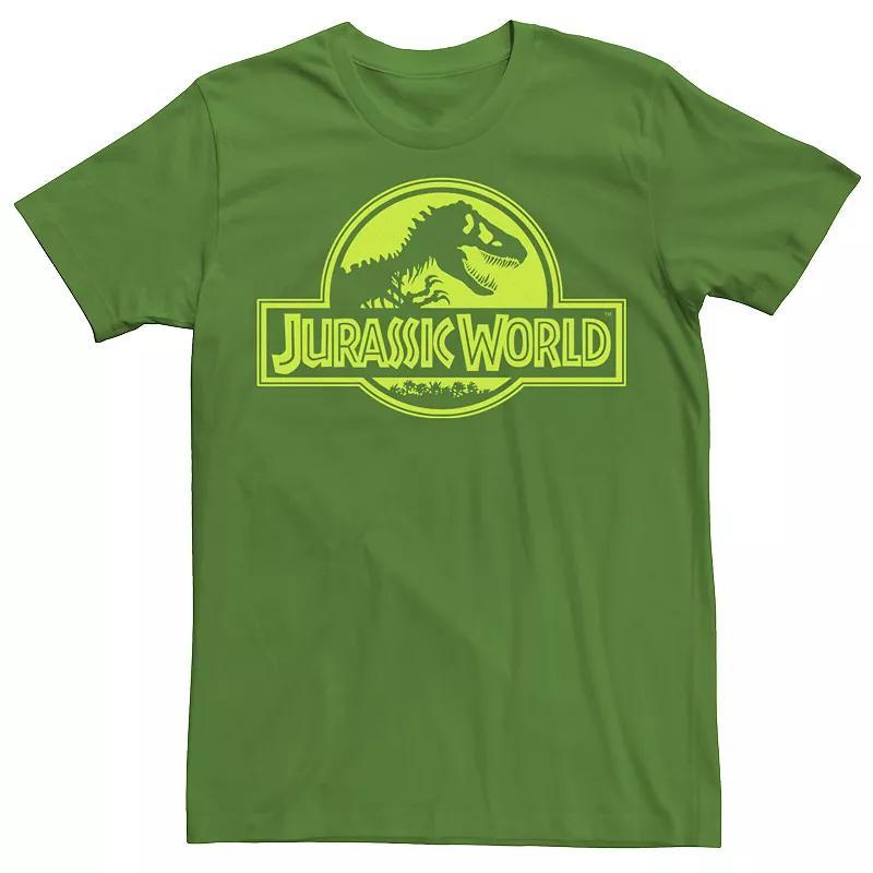 Mens Jurassic World Neon Green Classic Logo Tee Kelly Grey Product Image