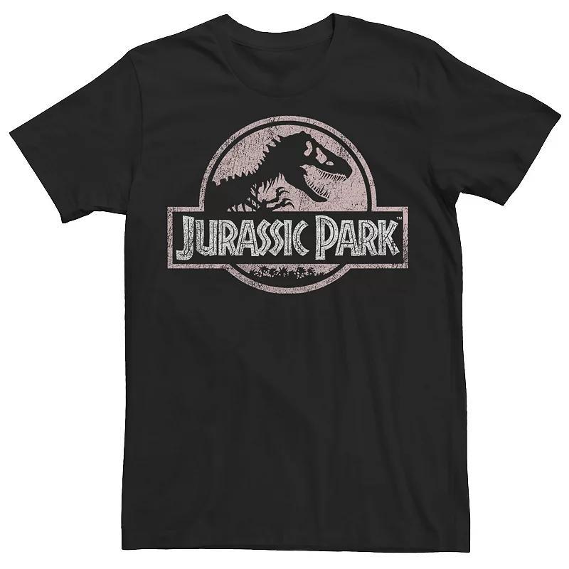 Mens Jurassic Park Peach Distressed Logo Tee Green Product Image