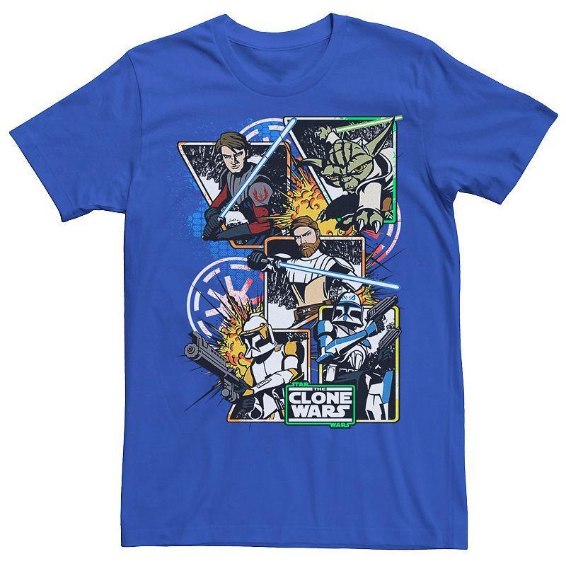 Mens Star Wars: The Clone Wars Group Shot Comic Panels Tee Product Image