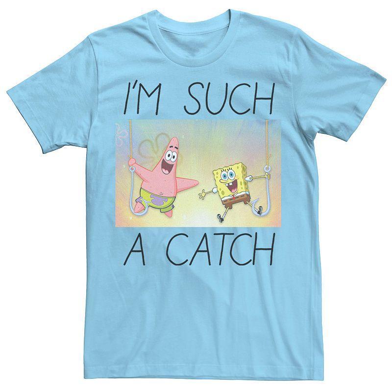 Mens Spongebob Im Such A Catch Portrait Tee Light Blue Product Image