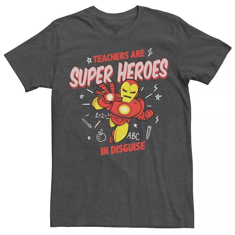 Mens Marvel Iron Man Teacher Are Super Heroes Tee Grey Heather Product Image