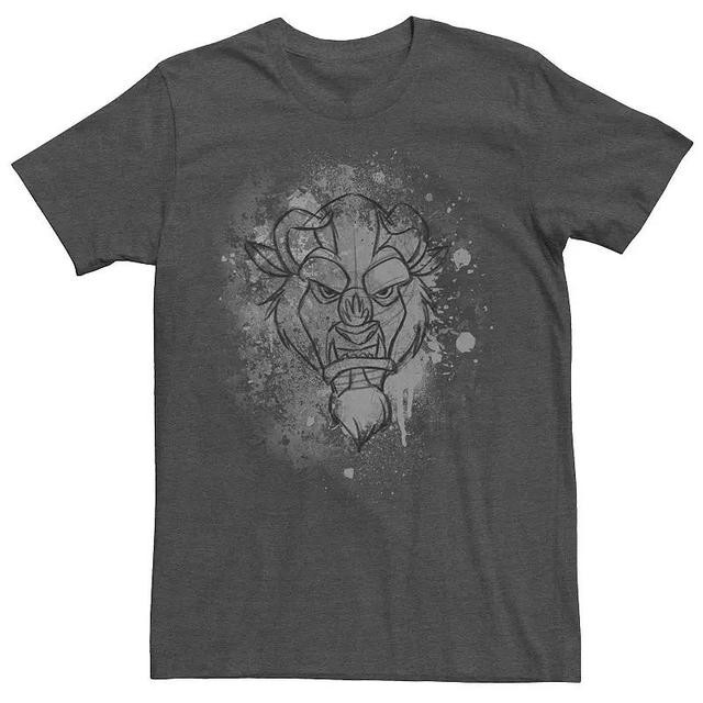 Disneys Beauty And The Beast Ink Splatter Beast Mens Tee Grey Heather Product Image